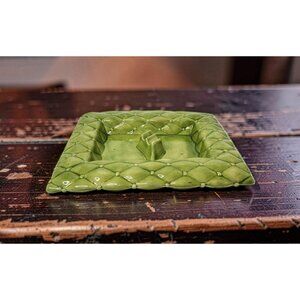 Vintage MCM Large handcrafted Rectangle Ceramic Ashtray with quilted pattern in